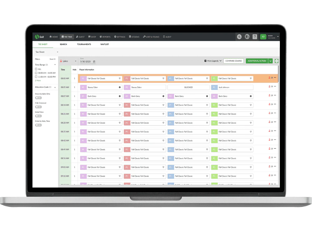 screenshot of Agilysys Golf